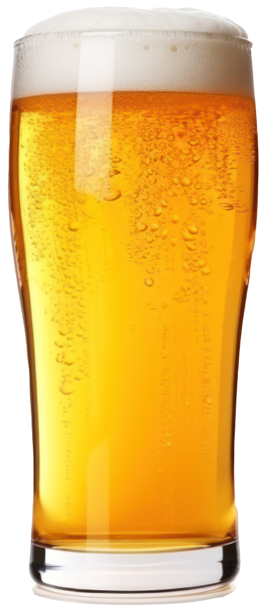 a full glass of draft beer